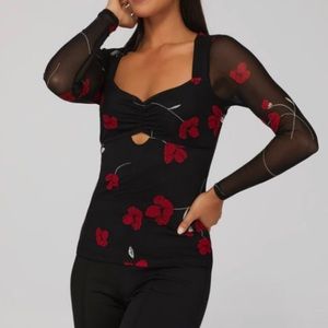Floral Cut Out Sweetheart Top